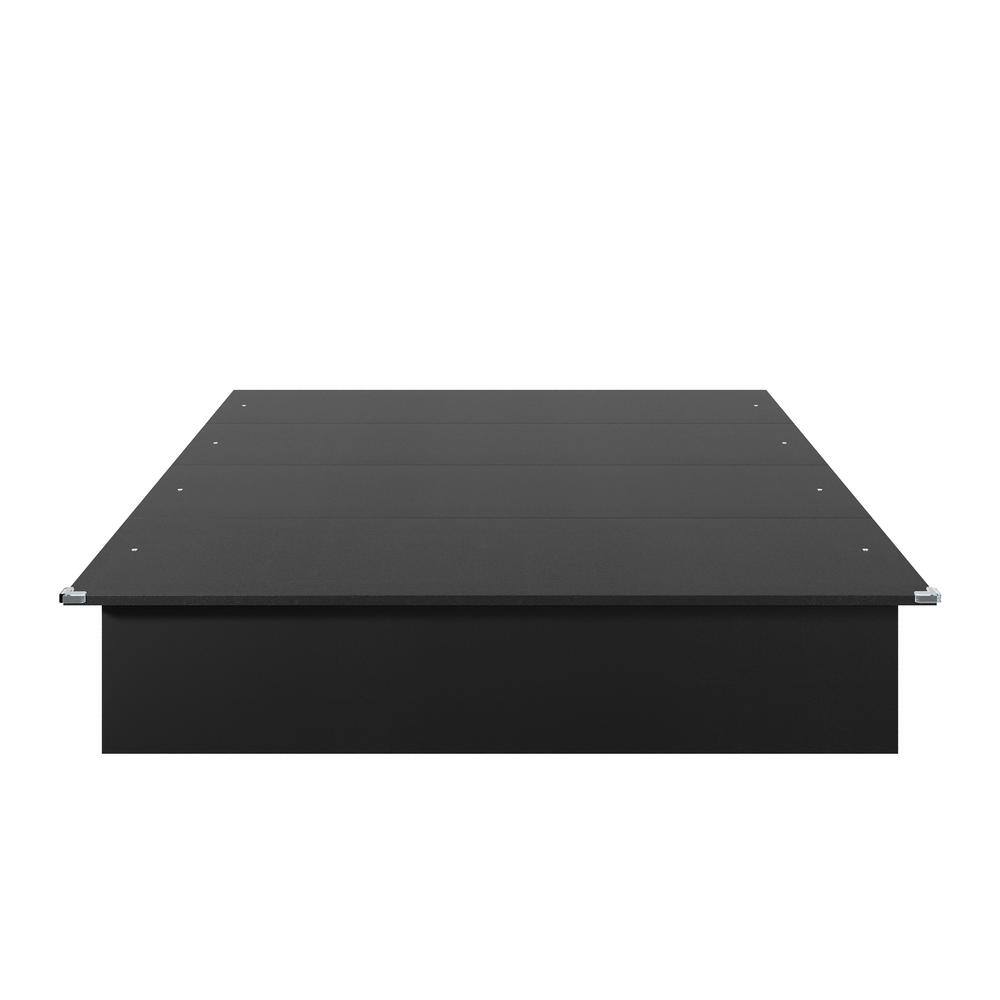 Black Full Platform Bed with Wood Frame
