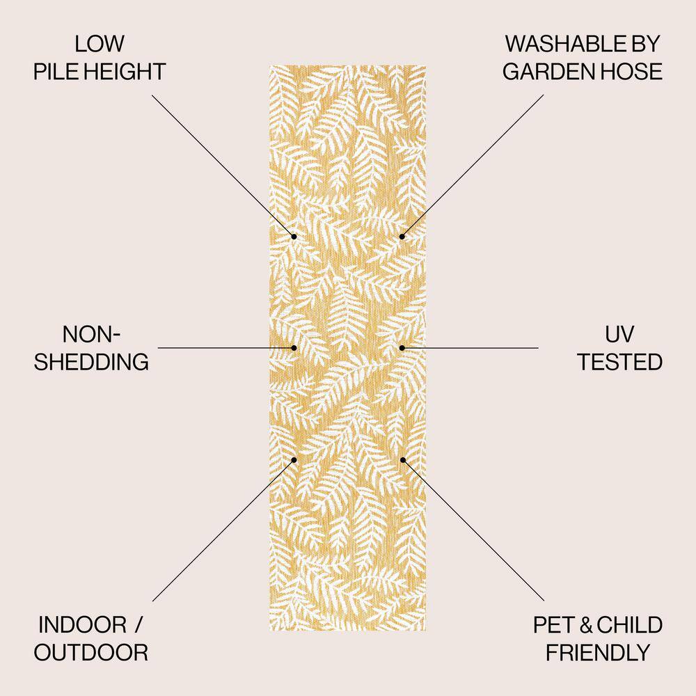 Nevis Yellow and Cream Floral Indoor/Outdoor Runner Rug