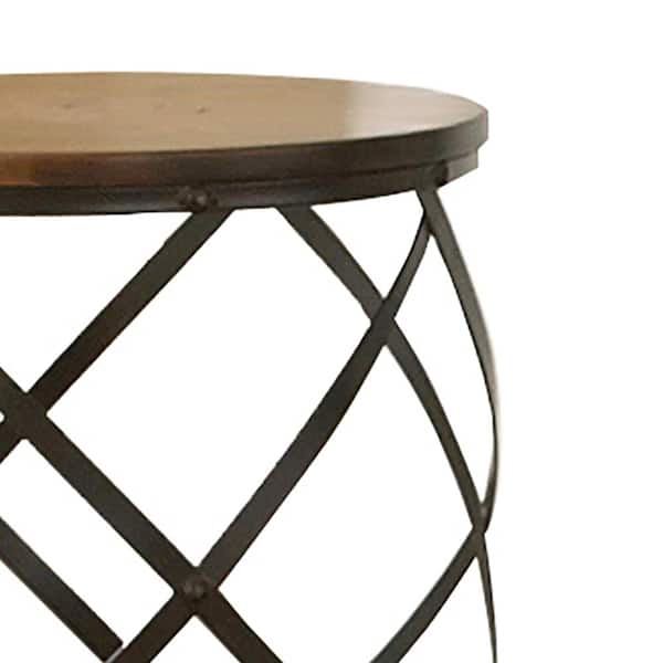 Winston Cherry Round Rustic End Table, Rustic Round End Table