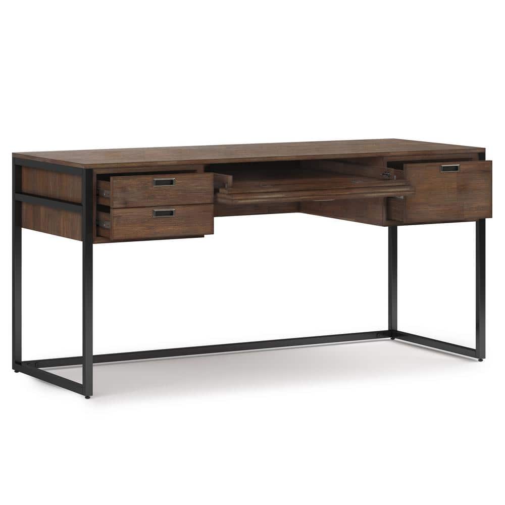 Richmond Rustic Natural Brown Acacia 60" Industrial Desk with Keyboard Tray