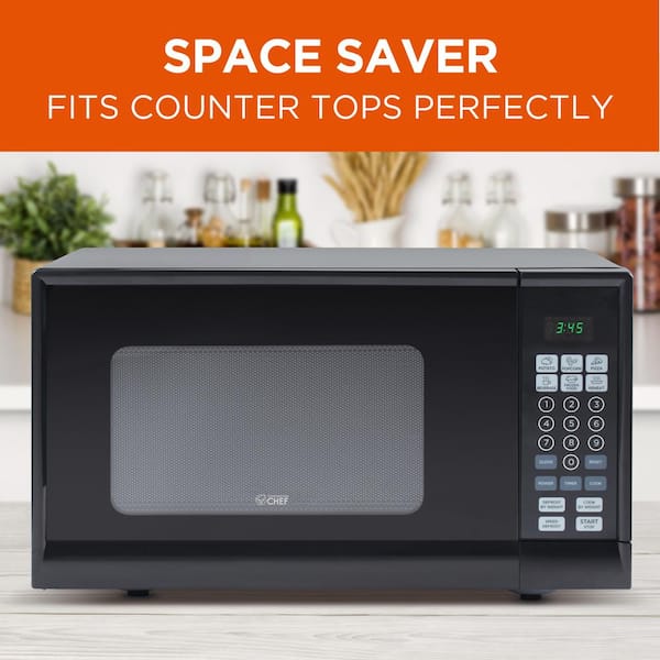 Commercial Chef Countertop Microwave 0.9 Cu. Ft. 900w, Black And
