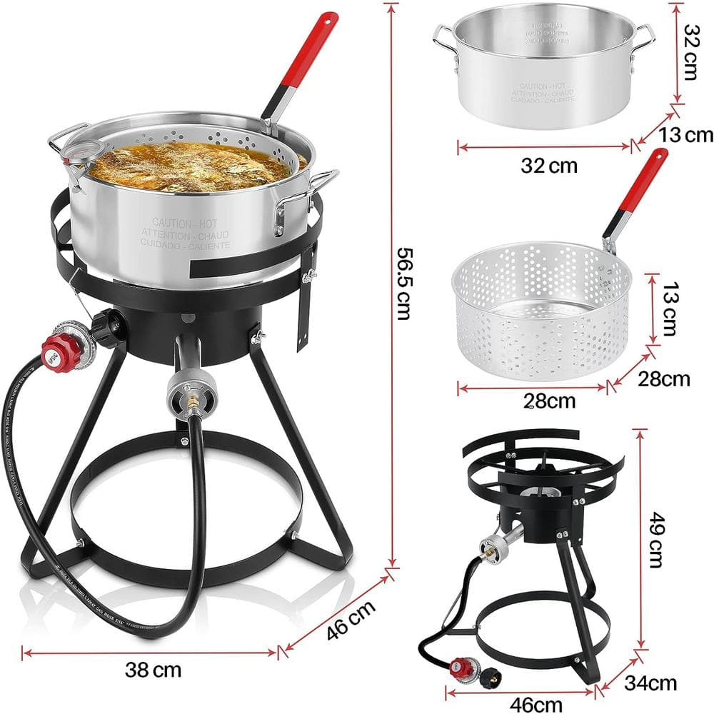 Lafati X 10 Qt Propane Outdoor Fish Fryer Set 50,000 BTU, Aluminum Seafood Boiler Steamer Kit, Crawfish Fish Fryer Stock Pot.