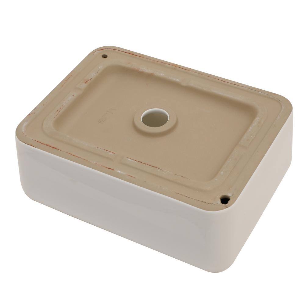 19" White Ceramic Rectangular Vessel Sink with Gold Rim
