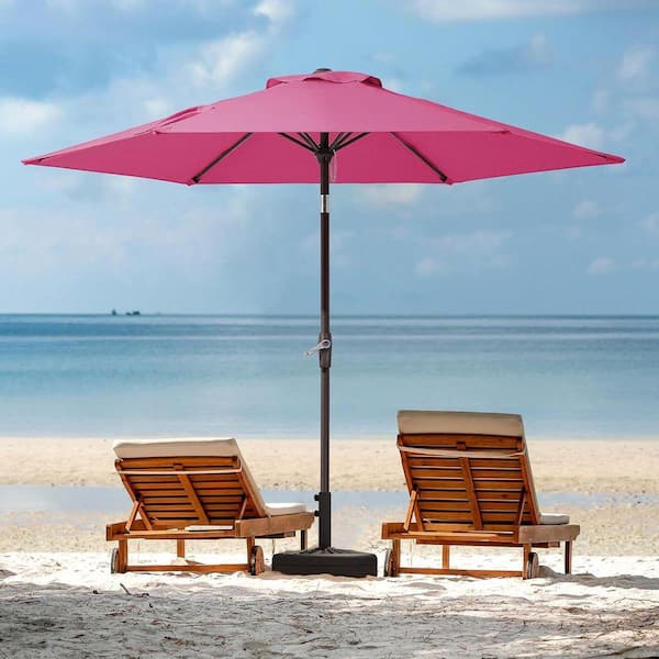 8 pink patio market umbrella with tilt 7.5 ft. Iron Market Tilt Patio Umbrella in Rose Pink with Push Button Tilt  Z0CP2BMS3V
