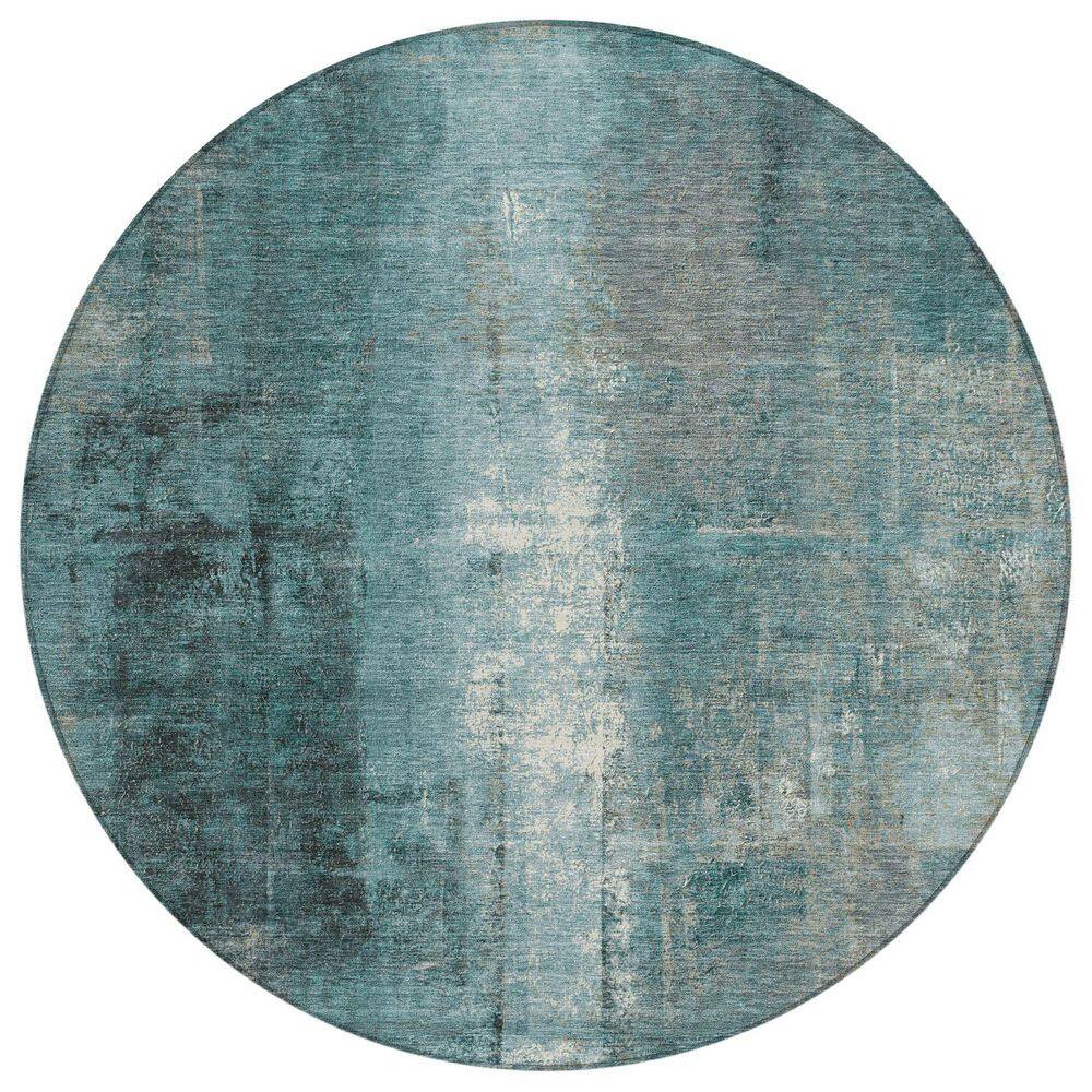 Chantille Machine Washable Indoor/Outdoor Abstract ACN1980 Teal 8 ft. x 8 ft. Round Rug price history on PriceWatchPro