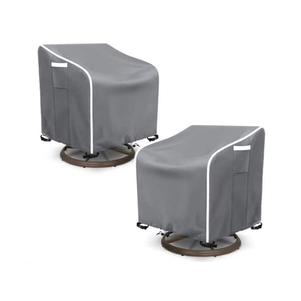 OVCRNIBI Outdoor Rotary Recliner Cover, 500D Waterproof Lawn Furniture Cover, Gray, 30 in. W x 34 in. D x 38.5 in. H (2-Piece)