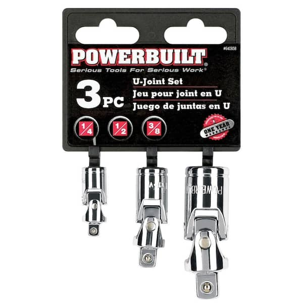 1/4 in. x 3/8 in. x 1/2 in. Drive U-Joint Set (3-Piece)