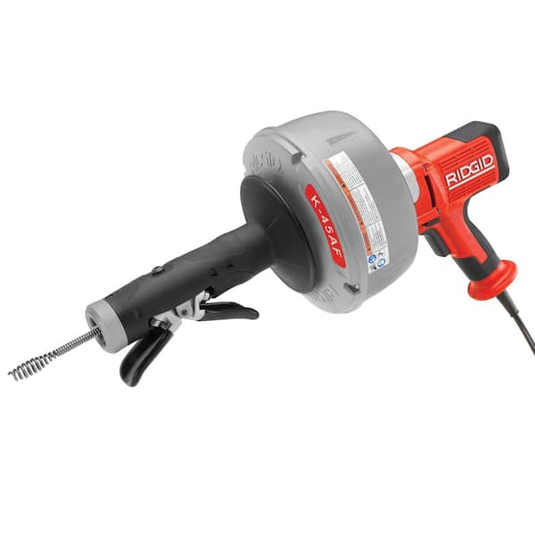 RIDGID K-45AF-5 Drain Cleaning Autofeed Snake Auger Machine with C-1 5/16 in. x 25 ft. Inner Core Cable, Gloves + 5 Pc Tool Set