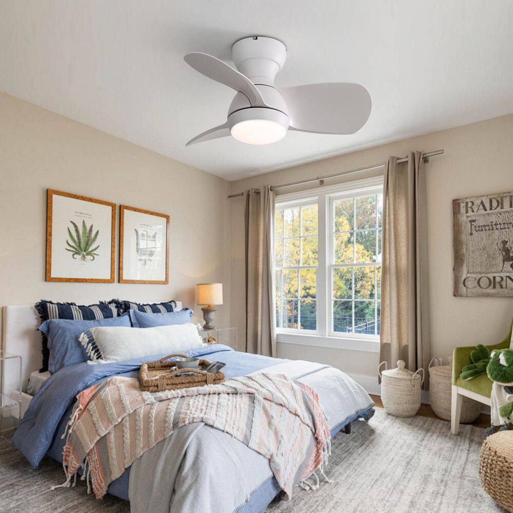 23 in. Indoor White Ceiling Fan with Integrated LED and Remote Control