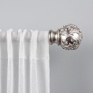 Vine 36 in. - 72 in. Adjustable 1 in. Single Curtain Rod Kit in Matte Silver with Finial