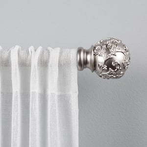 Vine 66 in. - 120 in. Adjustable 1 in. Single Curtain Rod Kit in Matte Silver with Finial