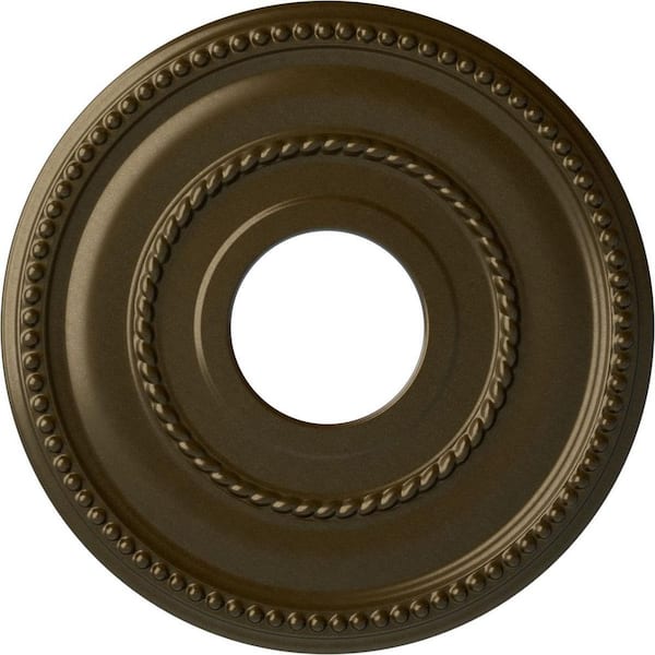Ekena Millwork 3/4" x 12-1/8" x 12-1/8" Polyurethane Valeriano Ceiling Medallion, Brass