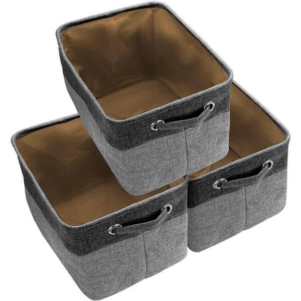 Sorbus 15 in. H x 10 in. W x 9 in. D Black Grey Fabric Cube