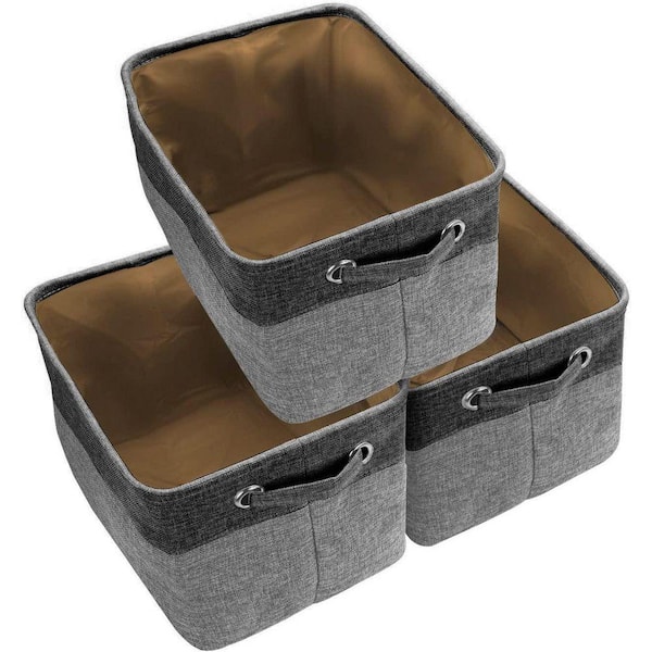 Sorbus 15 in. H x 10 in. W x 9 in. D Black Grey Fabric Cube