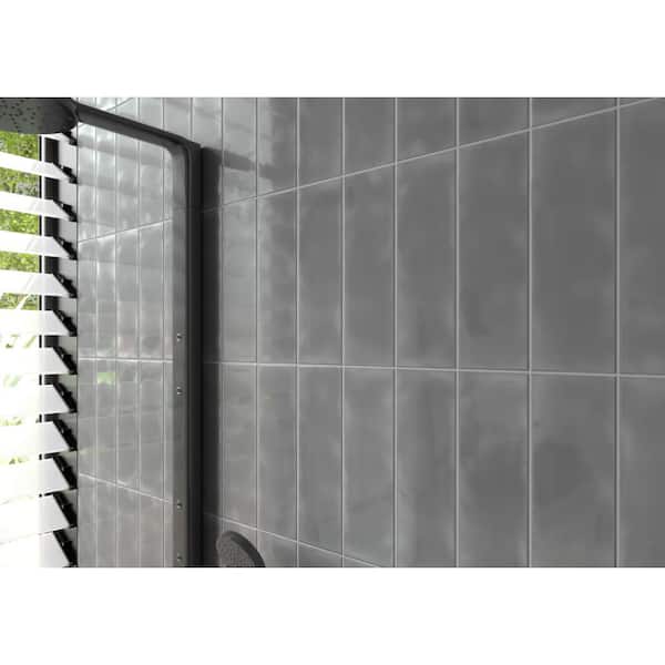 Citylights Graphite Bullnose 4 in. x 12 in. Glossy Ceramic Wall Tile  (12 lin. ft./Case)
