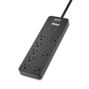 Black 6 ft. Surge Protector with 8 outlets
