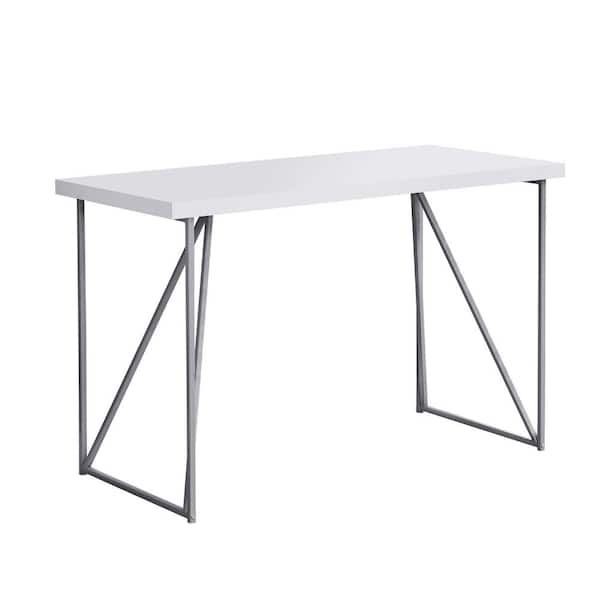 Unbranded 48 in. Rectangular White Writing Desk with Open Storage