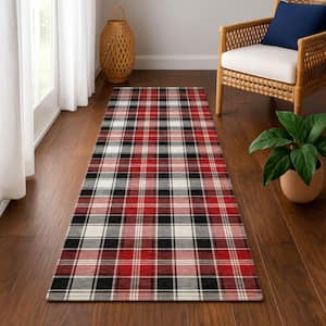 Mayfield Premium Machine Washable Abstract AMF1817 Black 2 ft. 3 in. x 7 ft. 6 in. Runner Rug