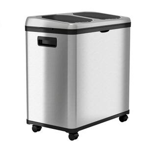 16 Gal. Dual-Compartment Stainless Steel Touchless Trash Can and Recycling Bin (8 Gal each)