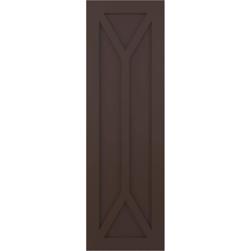 12 in. x 33 in. Flat Panel True Fit PVC San Carlos Mission Style Fixed Mount Shutters Pair in Raisin Brown price history on PriceWatchPro