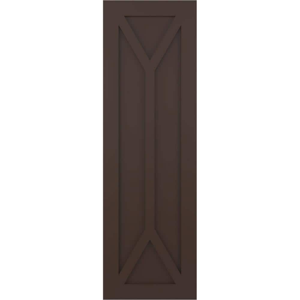 12 in. x 50 in. True Fit Flat Panel PVC San Carlos Mission Style Fixed Mount Shutters Pair in Raisin Brown price history on PriceWatchPro