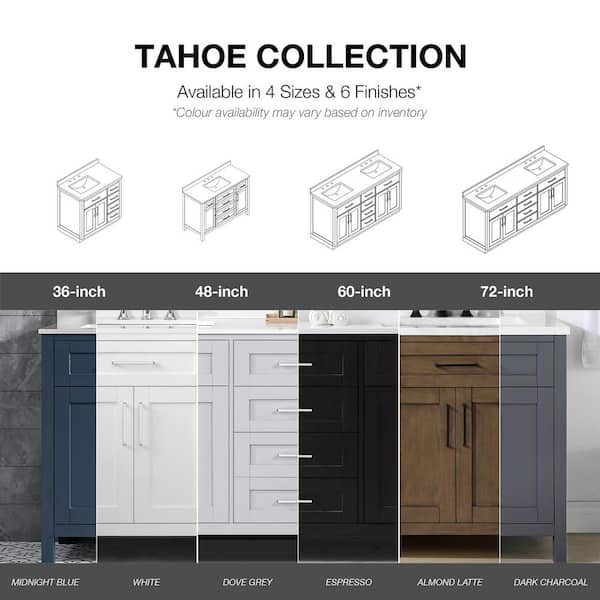 Tahoe 36 in. Single Sink Almond Latte Bath Vanity with White Engineered Marble Top (Assembled)