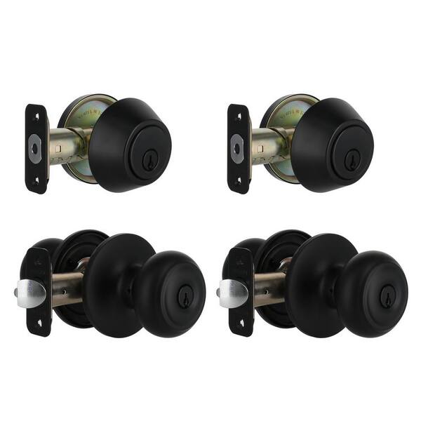 Defiant - Hartford Matte Black Single Cylinder Keyed Entry Project Pack Combo Pack