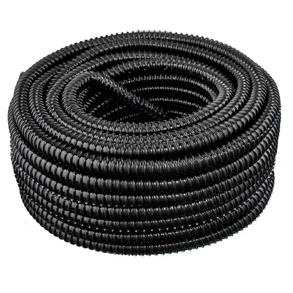 HYDROMAXX 2 in. Dia. x 100 ft. Black Flexible Corrugated PVC Split Tubing and Convoluted Wire Loom