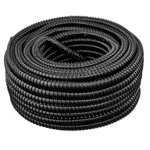 1-1/2 in. Dia. x 100 ft. Black Flexible Corrugated PVC Split Tubing and Convoluted Wire Loom