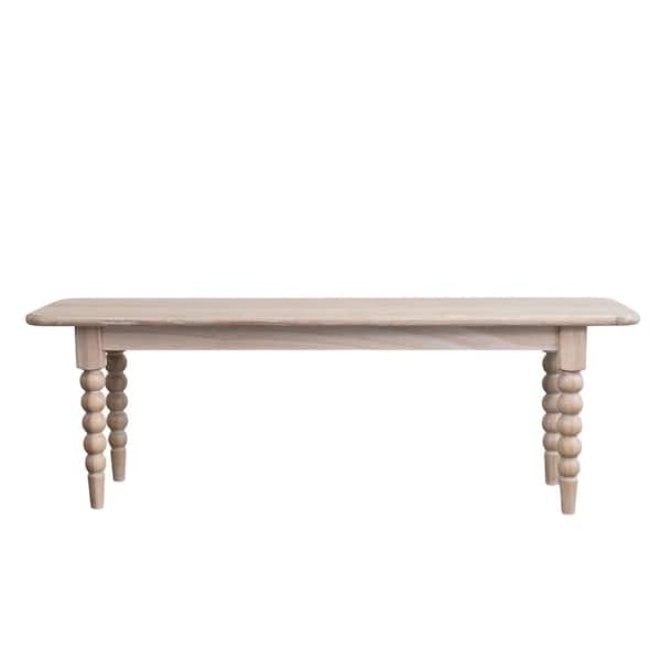 Natural Dining Bench Without Back with Turned Legs 55.1 in.