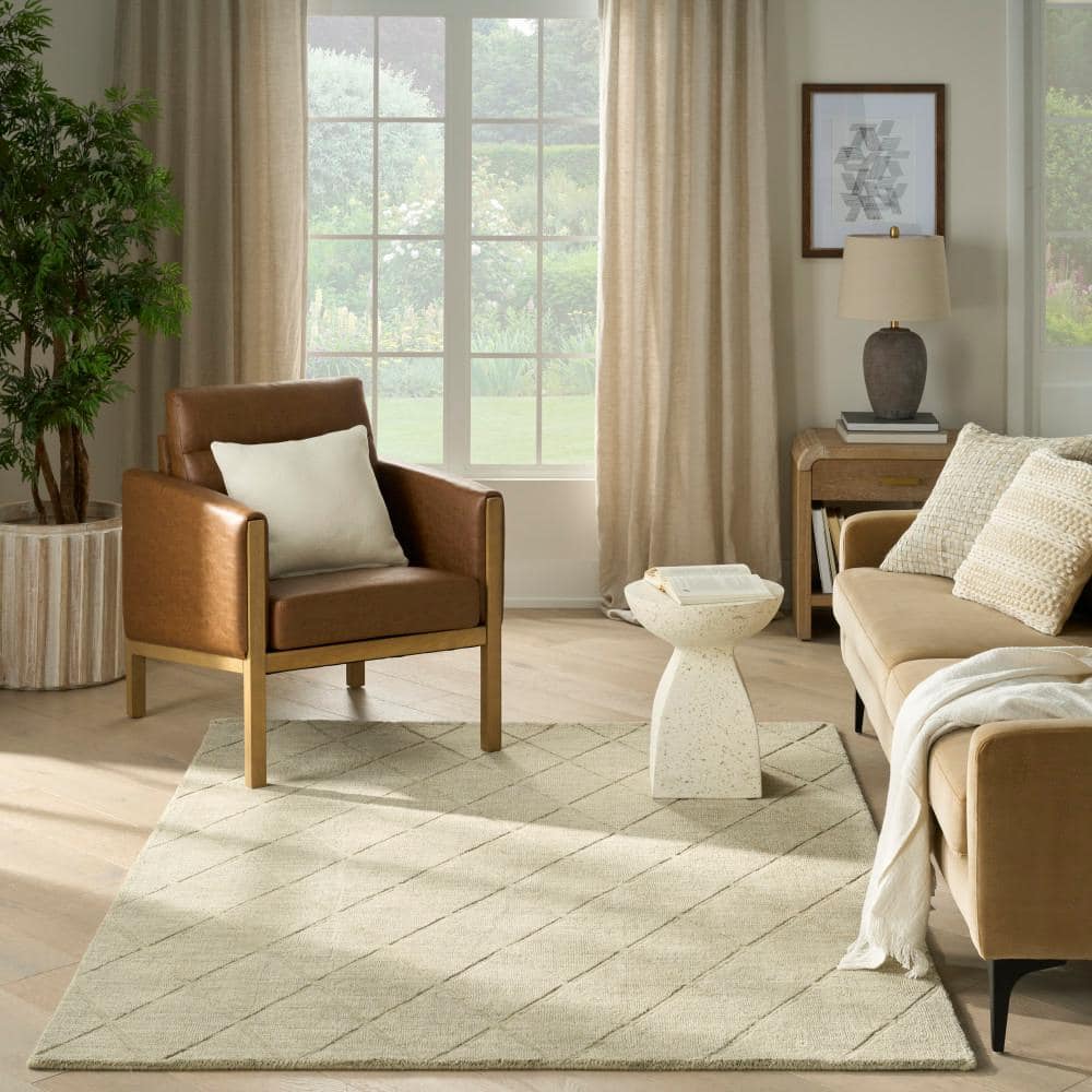 Sage Geometric Handmade Wool 5' x 7' Area Rug