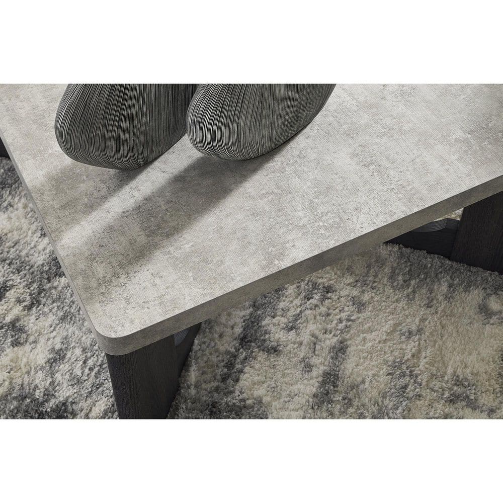 Gray Square Faux Cement and Wood Coffee Table Set