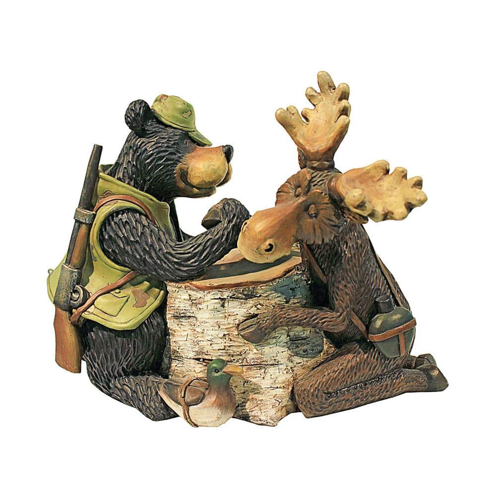 9 in. H Moose and Black Bear Arm Wrestling Statue