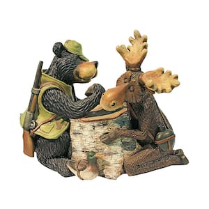 9 in. H Moose and Black Bear Arm Wrestling Statue
