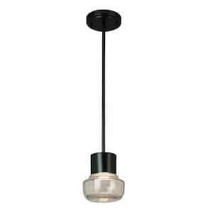 Belby 10-Watt Integrated LED Black Mini Pendant with Clear Glass Shade