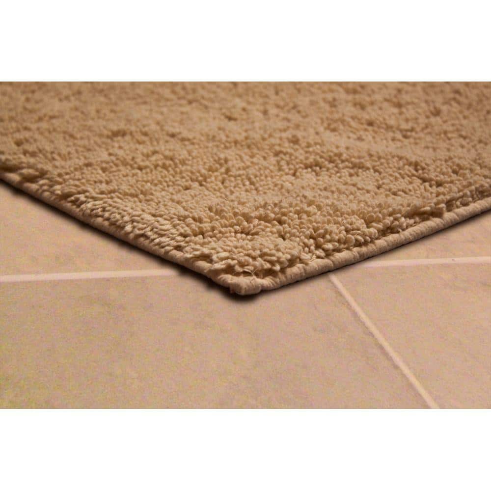 Natural Cotton Washable Bath Rug with Non-Slip Backing