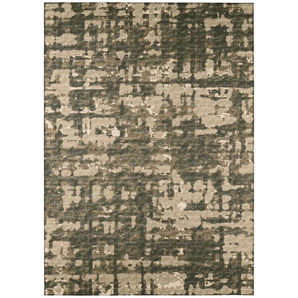 Bravado Beige 10 ft. x 14 ft. Geometric Indoor/Outdoor Washable Area Rug