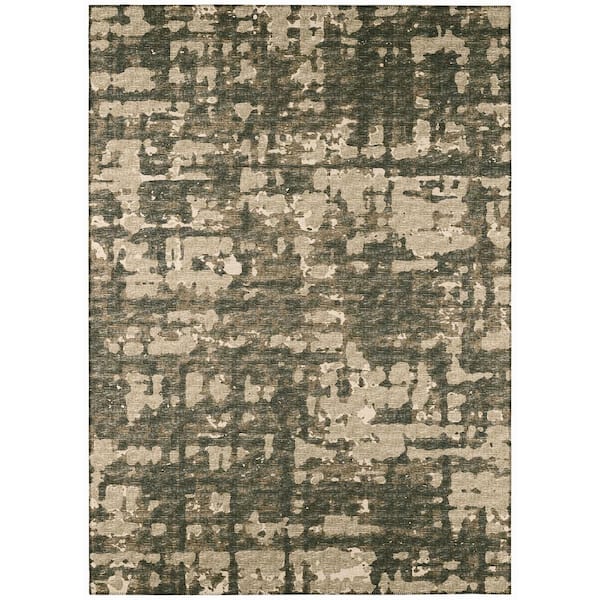 Bravado Beige 3 ft. x 5 ft. Geometric Indoor/Outdoor Washable Area Rug