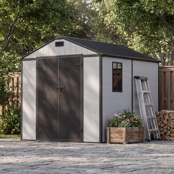 Patiowell 8 ft. W x 8 ft. D Plastic Outdoor Storage Resin Shed