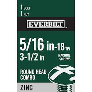 5/16 in.-18 x 3-1/2 in. Combo Round Head Zinc Plated Machine Screw