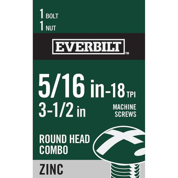 Everbilt 5/16 in.-18 x 3-1/2 in. Combo Round Head Zinc Plated Machine Screw