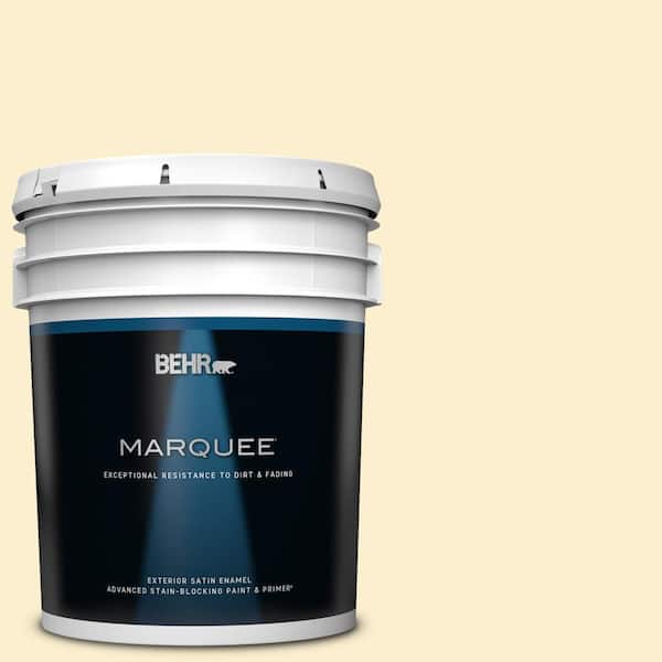 BEHR MARQUEE 5 gal. #370C-2 Custard Cream Satin Enamel Exterior Paint & Primer