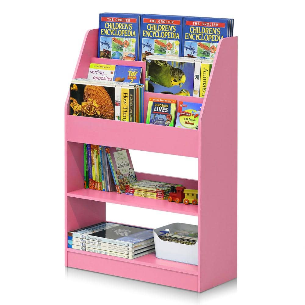 Laminated Pink Freestanding Kids Bookshelf with 5 Shelves