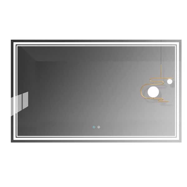 Modland Baily 60 in. W x 36 in. H Rectangular Frameless Wall Mounted Bathroom Vanity Mirror in Silver