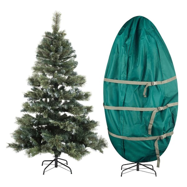 Green Christmas Artificial Tree Storage Bag for Trees Up to 9 ft. Tall - Canvas Cover for Assembles Trees