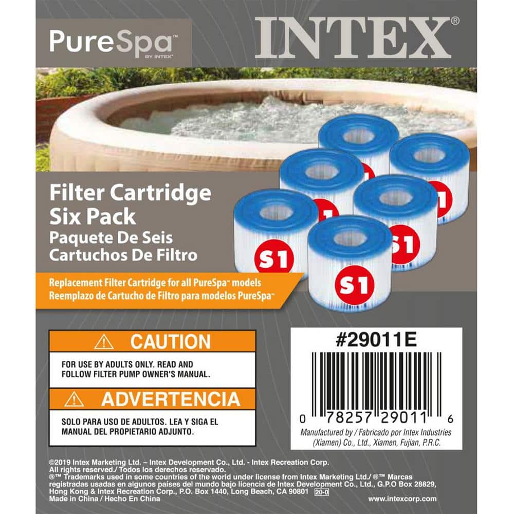 Intex Type S1 Blue and White Pool Filter Cartridges, 6-Pack