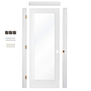 Ready-To-Assemble 24 in. x 80 in. 1-Lite Left-Hand Clear Glass Solid Core MDF Primed Single Prehung Interior Door