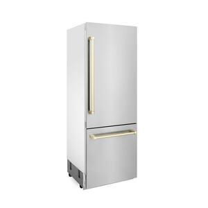 30" Autograph Edition Built-in Bottom Freezer Refrigerator with Water and Ice Dispenser in Stainless Steel & Gold