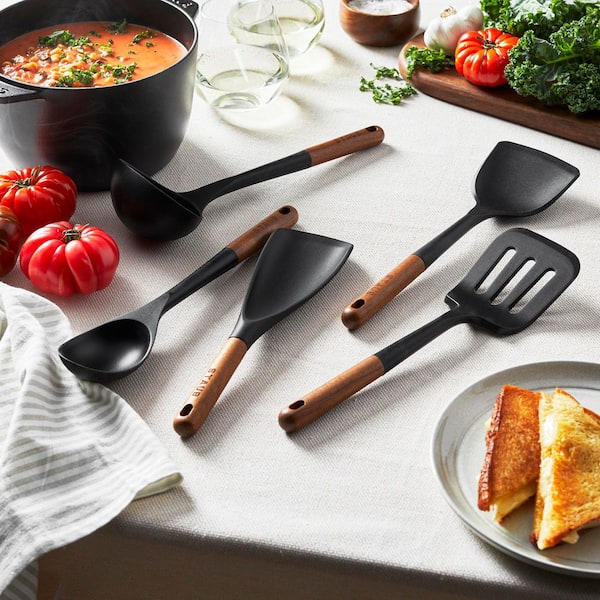 e*r様 【キッチン用品 まとめてセット】Remy STAUB Cutipol STAUB Silicone Black with Wood Handle 5-pc Cooking Utensil Set