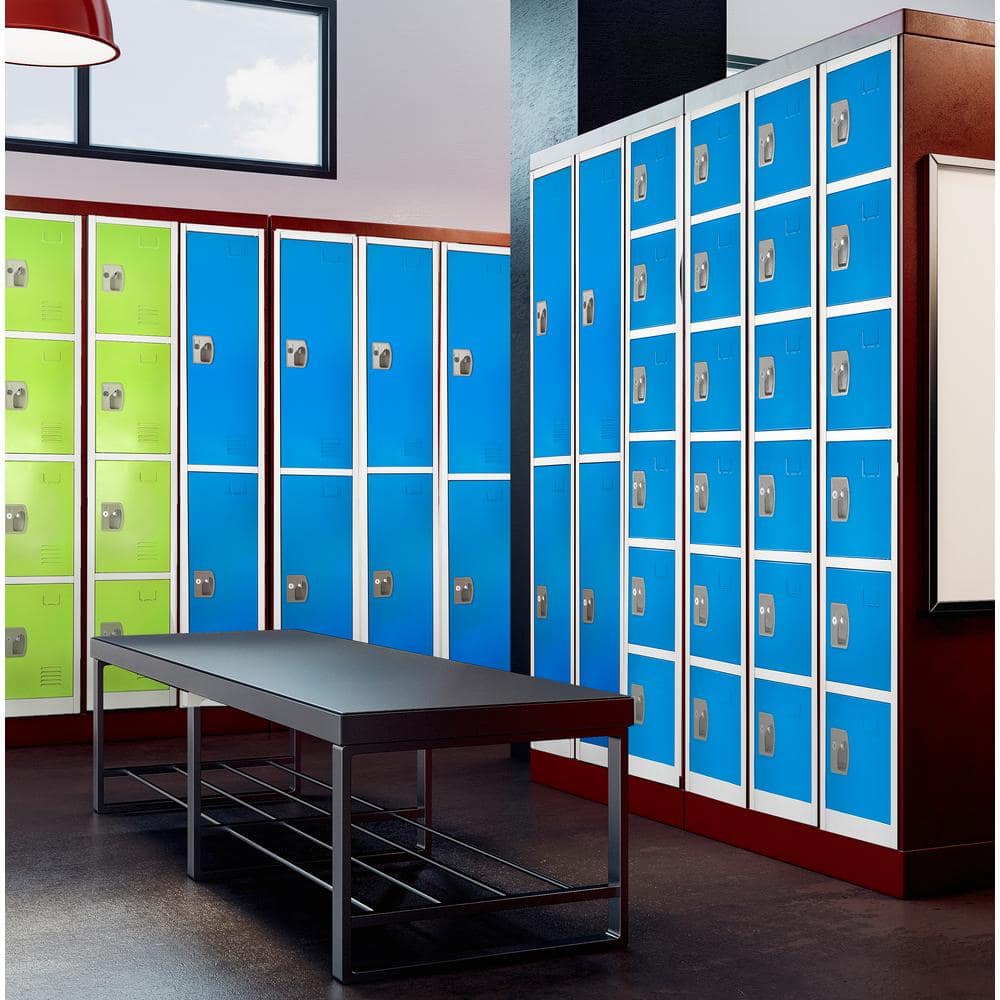 Blue and Silver 6-Tier Steel Office Storage Lockers Set